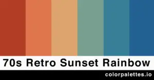 70s retro sunset rainbow color palette